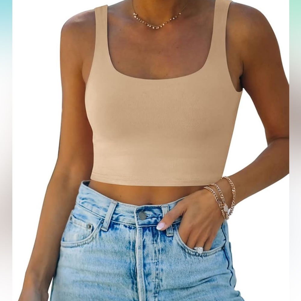 ReoRia square neck double lined seamless tank top